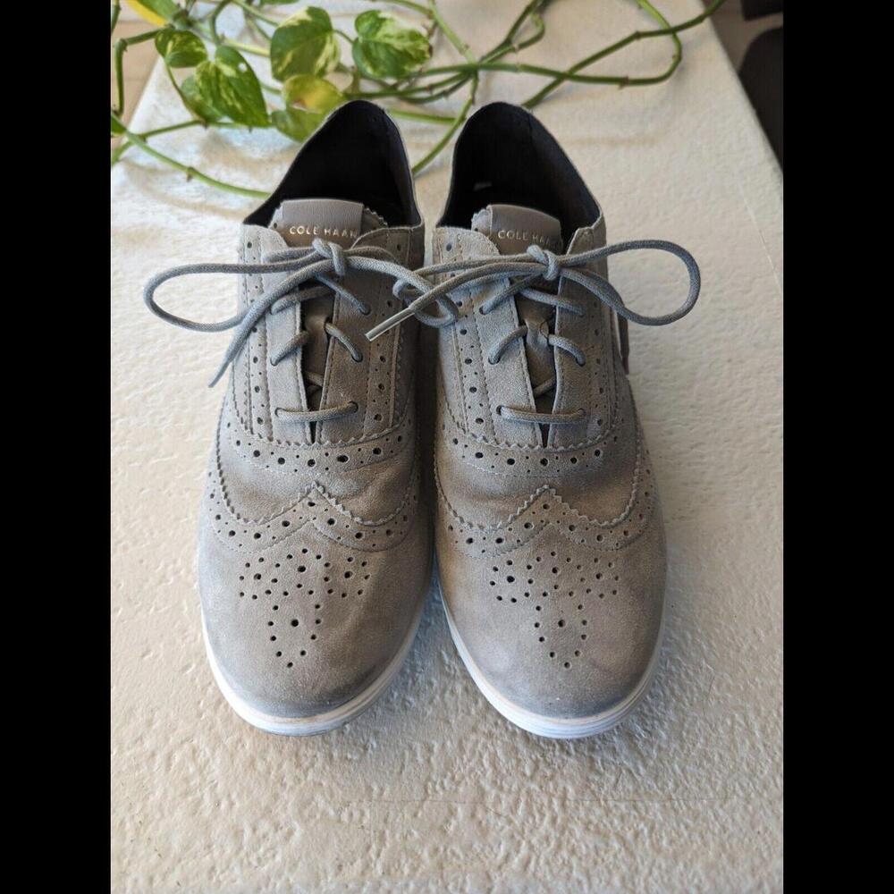 Women's Cole Haan Grand Tour Oxford Sneakers in Ironstone Suede SZ 9